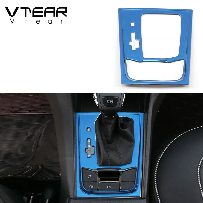 Vtear for Skoda Karoq Gear Shift Box Center Control Panel Cover Sticker Trim Strip Garnish Car-styling Accessories Interior 23