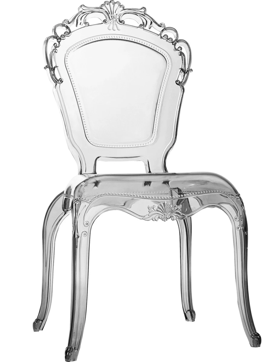 

Nordic Style Princes Acrylic Backrest Transparent Crystal Dining Chair ,Makeup Retro Hotel Plastic Palace Clear Chair