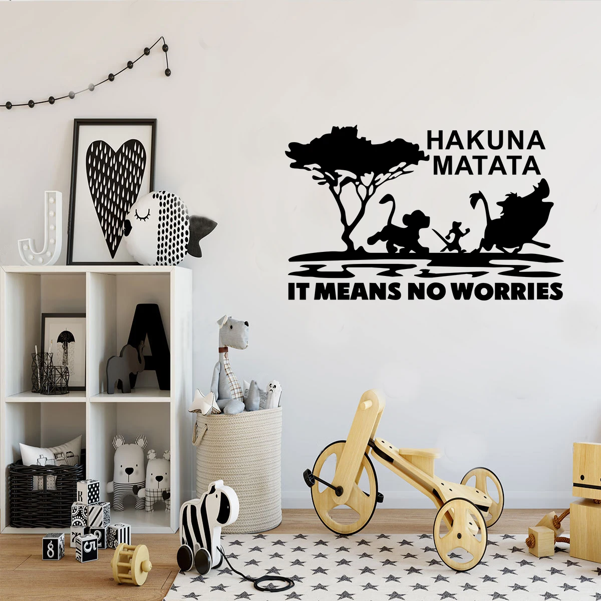 Cartoon Animal IT Means NO WORRIES Wall Sticker For Kids Baby Rooms Home Decor Bedroom Living Room Peel & Stick PVC Art Mural