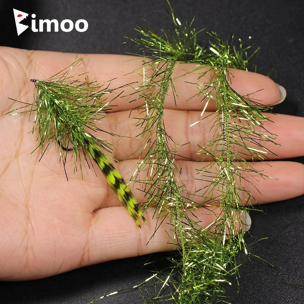 Bimoo 8 paczek 3,5 cm szerokości długie włosy lód szenilowy kryształowy błysk materiał do wiązania much dla słonej wody Streamer Fly Marabou Jig Lure