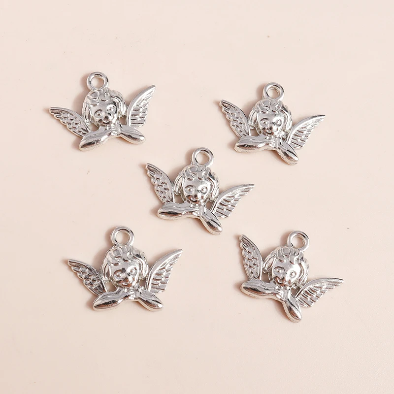 Leslie 20 Stück modische Liebes-Engel-Charms-Anhänger für Halsketten, Ohrringe, Zubehör, Charms für DIY-Schmuckhandwerk – Detail 4