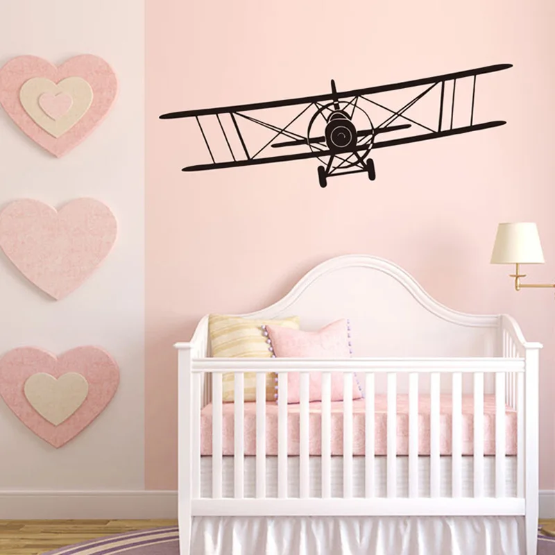 Retro Gliding Aircraft Wall Sticker For Children\'s Room Background Decoration Mural Wallpaper Art Decals Air Plane Home Stickers