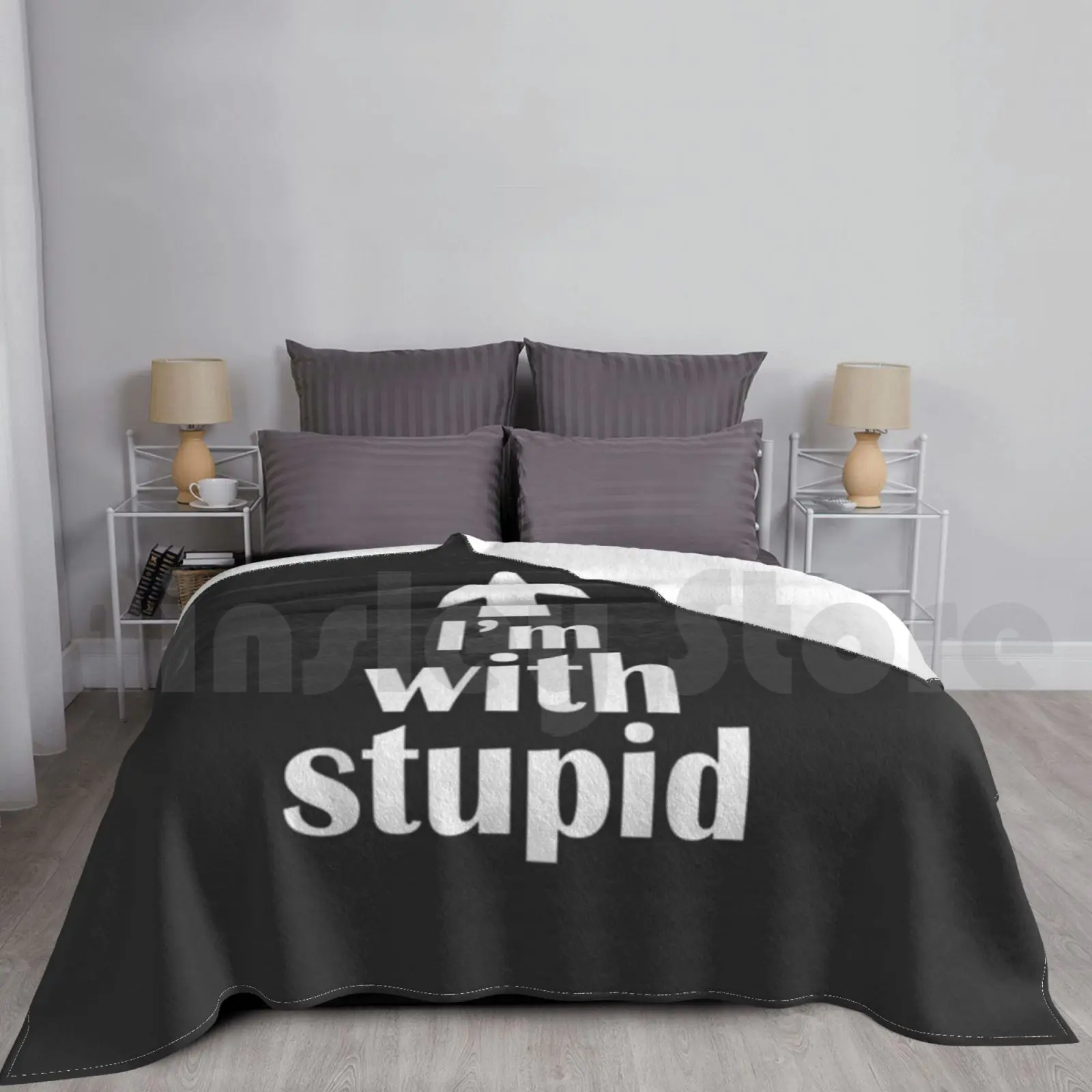 I'm With Stupid Up Arrow Funny Blanket Super Soft Warm Light Thin And Awesome Makes Can Her Xmas Halloween Retro In