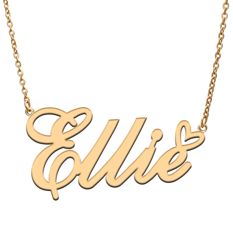 Ellie Name Tag Necklace Personalized Pendant Jewelry Gifts for Mom Daughter Girl Friend Birthday Christmas Party Present