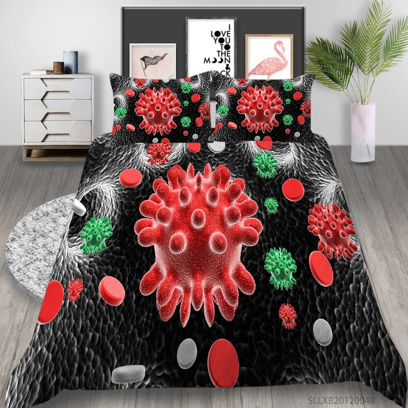 3D Bedding Set Luxury Duvet Cover Set Microorganism 2/3 Pcs Polyester Bedclothes Bed Gift Modern Home Bed Set Pillowcase