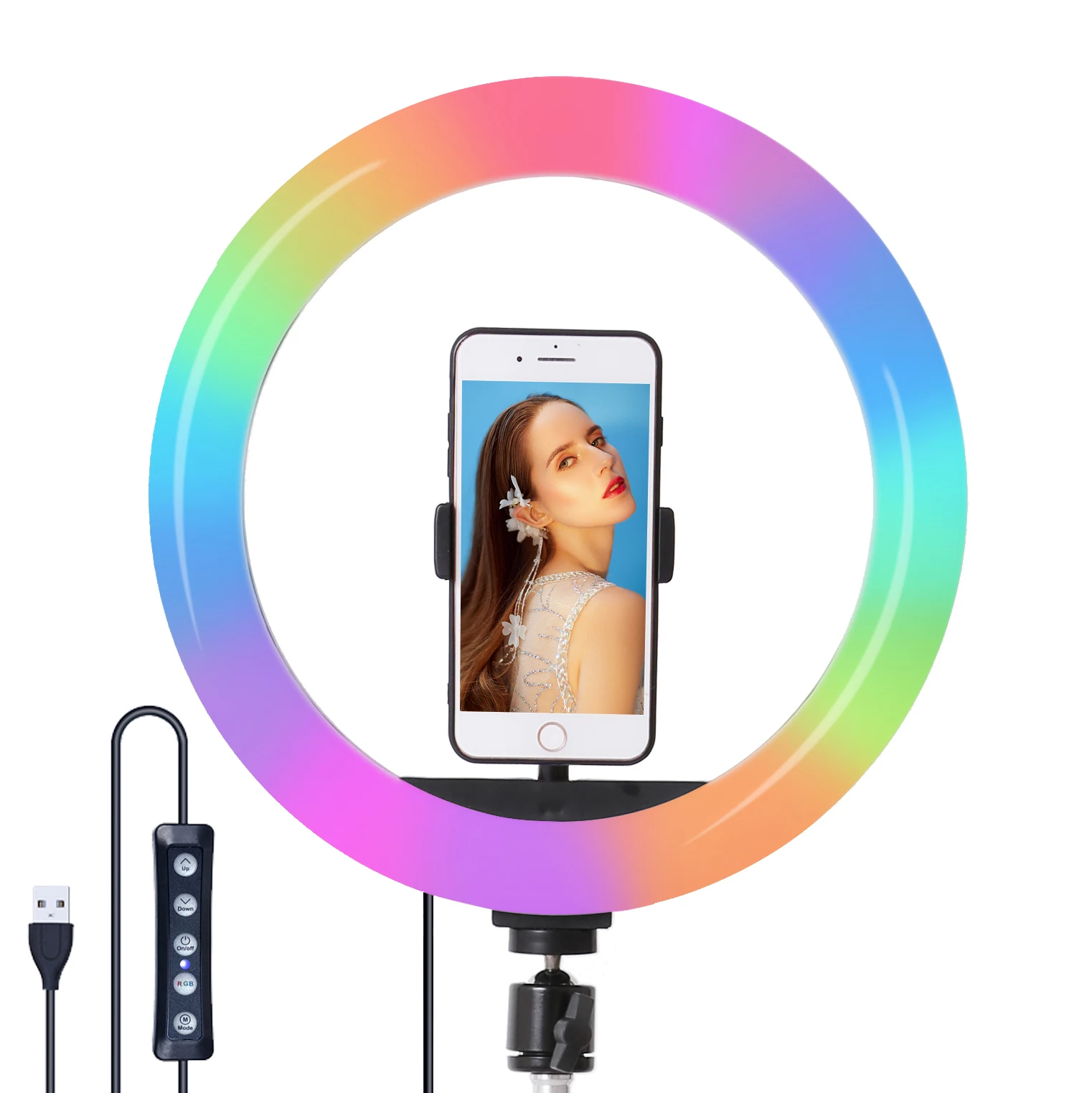 10 pollici 13 pollici RGB LED Selfie anello luce di riempimento con 1.6m treppiede supporto fotografia anello lampada per TikTok Youtube trucco luci Video