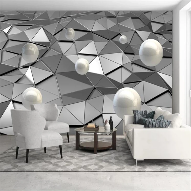 

mural Custom wallpaper papel de parede Metal low poly solid sphere 3d background wall wall papers home decor papel mural