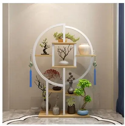 

European-style flower stand ornaments living room green radish floor combination wrought iron shelf