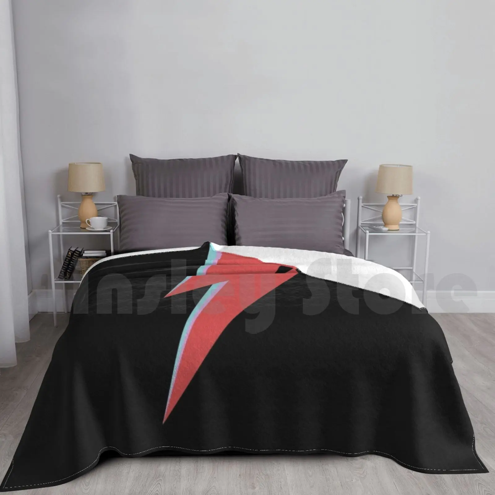 Blanket Bowie Bolt Hat Lightning Bolt Classic Red Blue Purple Thunder 3d Laptop Teen