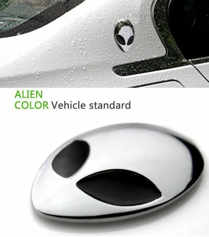 2 Pack Metal 3D Alienware Alien Head Car Auto Logo Sticker Badge Emblem Decal