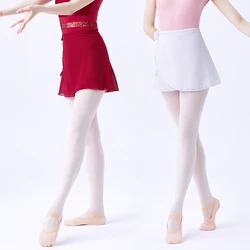 Women Ballet Skirt Tie Up Chiffon Skirts Girls Dance Dress Red Black Ballerina Tulle Skirt Adult Gymnastics Training Dance Wear