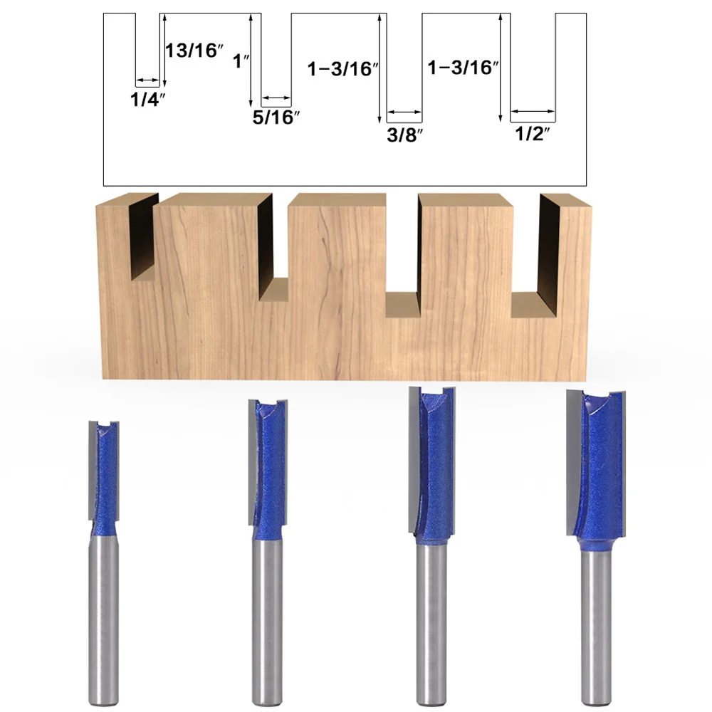 6mm Shank 1/4inch/5/16inch/3/8inch/1/2inch Double Flute Straight Router Bit softwood hardwood CNCmilling cutter endmill for wood