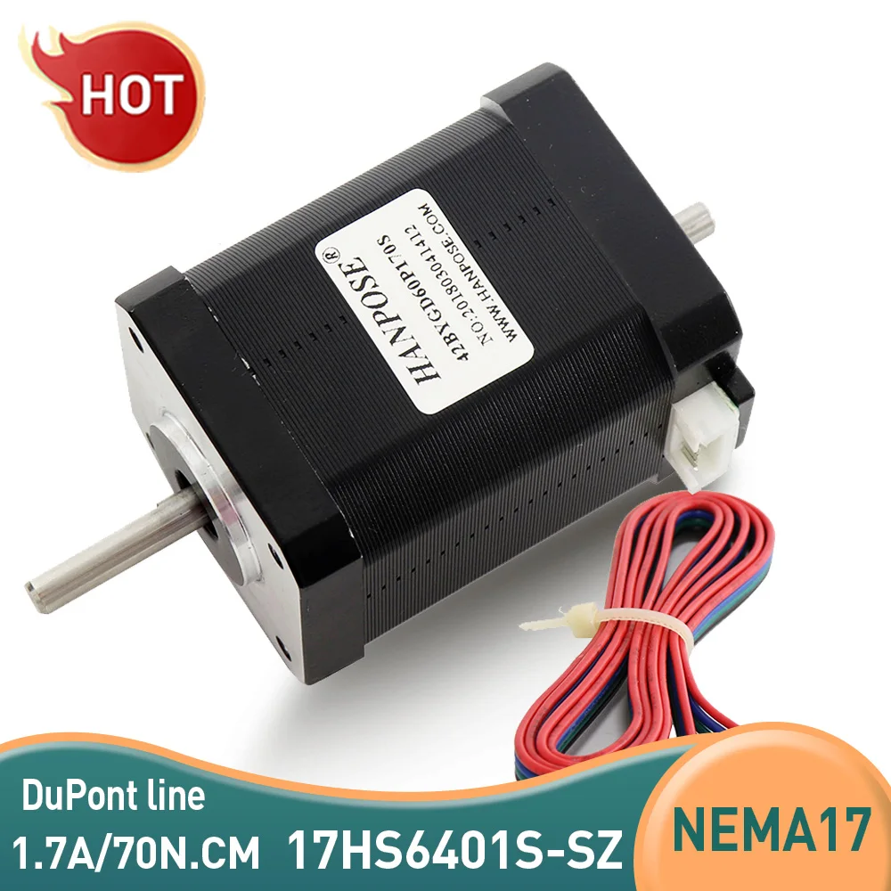 Hybrydowy silnik krokowy NEMA 17 60mm 1.7A 70N.CM 4-przewodowy 17HS6401S-SZ do drukarki 3D CNC 12V, silnik krokowy dwuosiowy