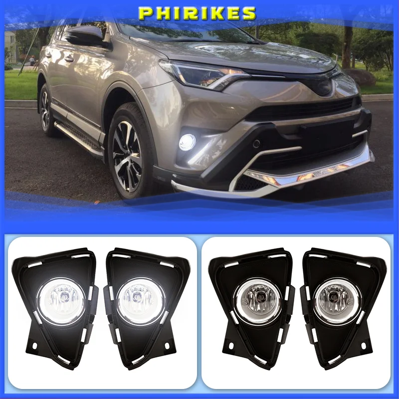 

2pcs For Toyota RAV4 2016-2018 Bumper Lamp With halogen Bulb and frame cover Auto Front Fog Light