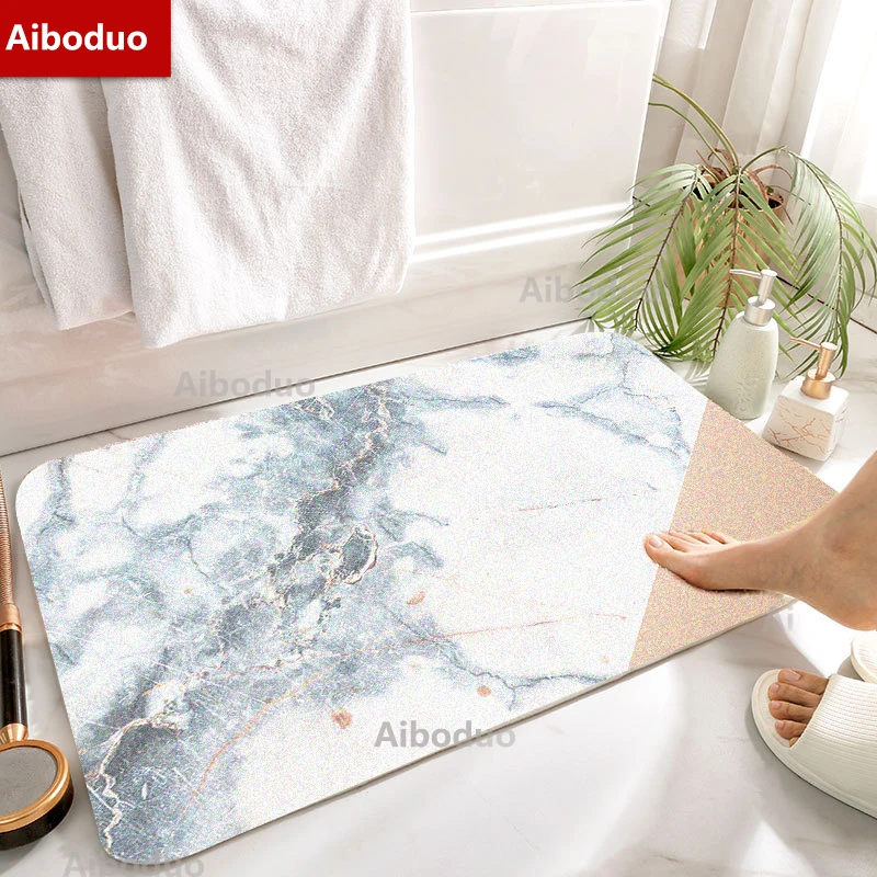 

Aiboduo Pink Marble Non-slip Doormat Bathroom Carpet Kitchen Floor Rug Decorative Hallway Entrance 40*60cm Bathroom Flooring