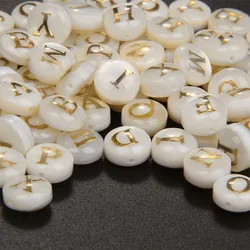 2/5/10Pcs Natural Shell Alphabet Bead 8mm Round Charms 26 Letter A-Z Mother Of Pearl Beads For DIY Necklace Bracelet Accessories