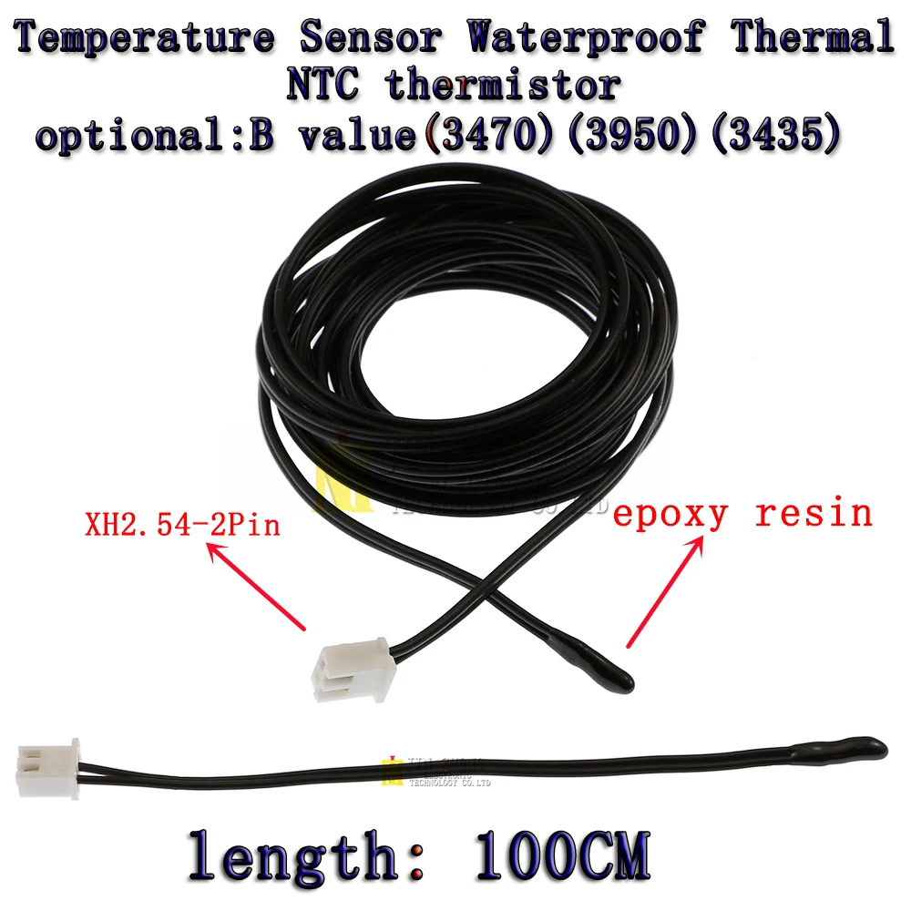 

1pcs NTC Thermistor 100CM B3950 3470 3435 1% 5K 10K 15K 20K 50K 100K Waterproof Digital Temperature Sensor Probe Thermal Cable
