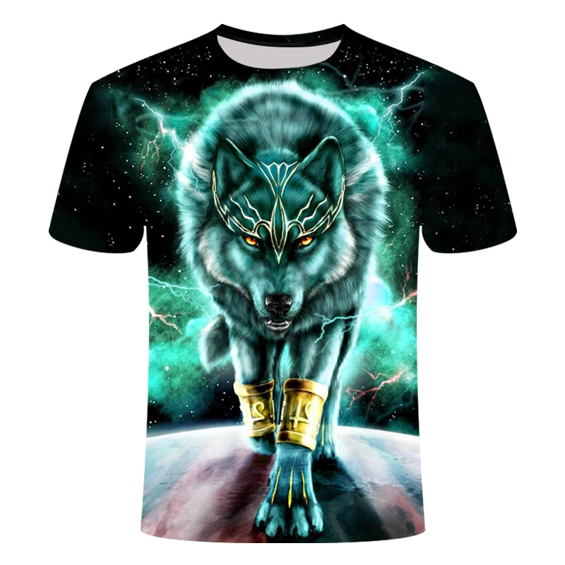 2021 Summer New Cool Fashion T-shirts Printing Wolf 3D Men and Women Summer Sleeve Short-sleeved Casual Oversize T Shirt 2XS-5XL