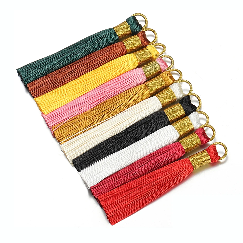 10pcs 8cm Tassels Colorful Silk Tassel Pendant Mixed Color Earrings Charms Accessories for DIY Jewelry Making Components DIY