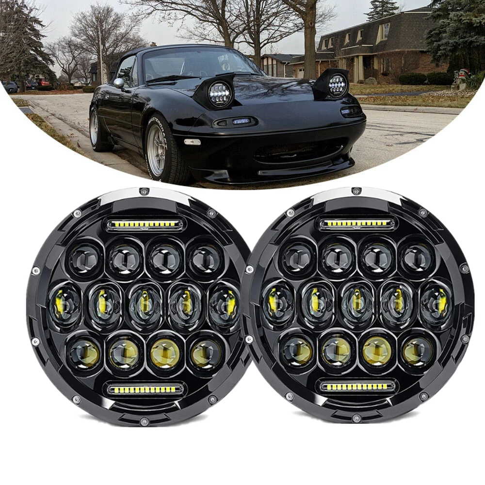 DOT 75W 7Inch Led Headlight For 90-97 Mazda Miata MX5 MX-5 Sealed Beam White DRL Head Light Fit Lada Niva 4X4