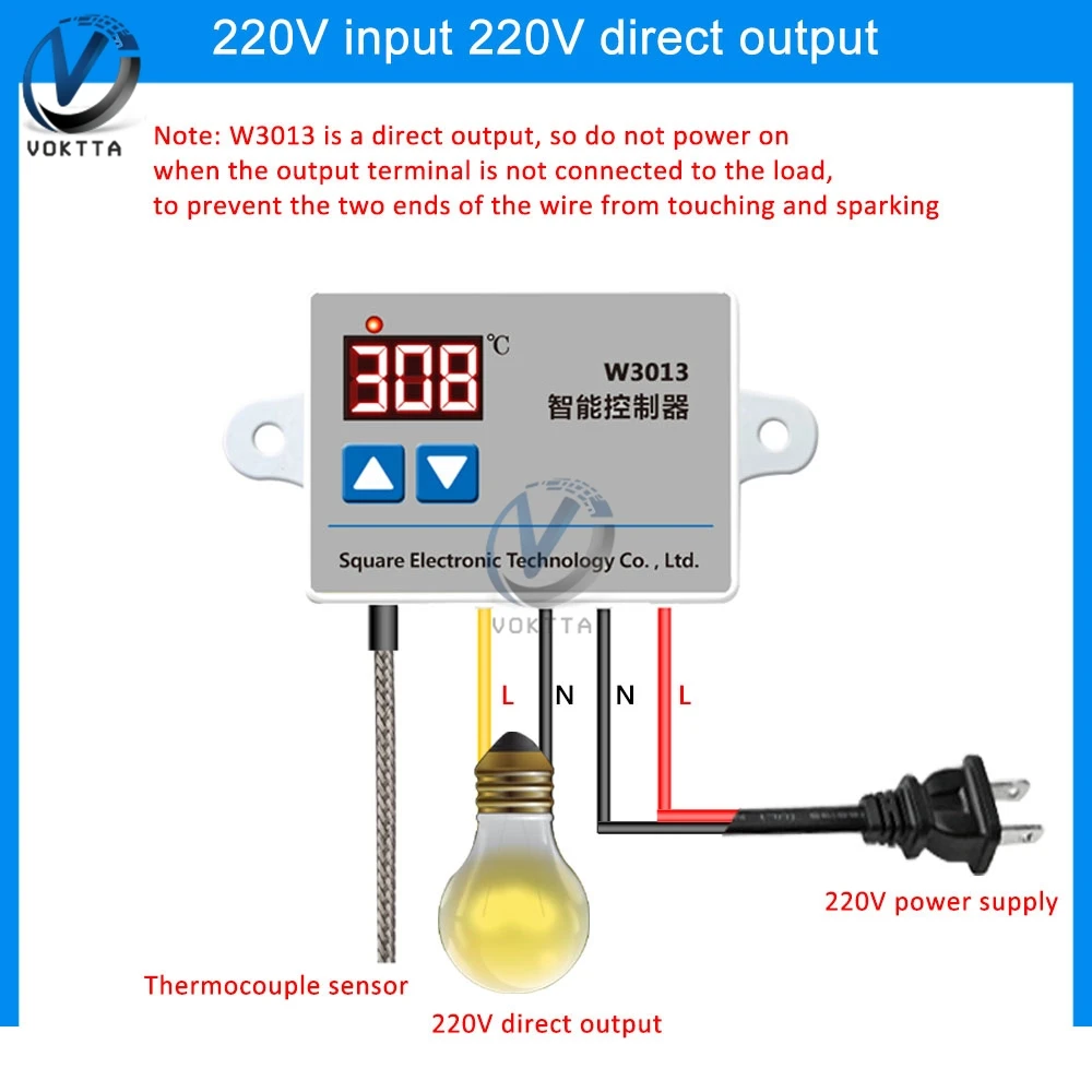 W3013 Digital Display Thermostat Switch K Type Thermocouple 1M AC 110V 220V Temperature Controller Thermoregulator Thermometer