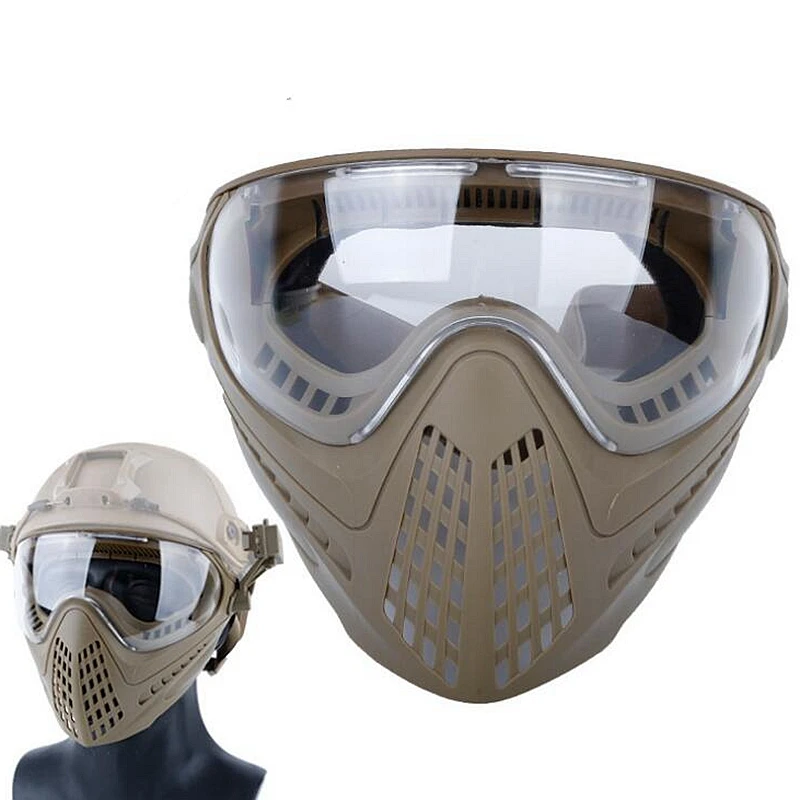 New Paintball Mask Safety Protective Anti-fog Goggle Full Face Mask with Black/Yellow/Clean Lens Tactical Airsoft Equipment