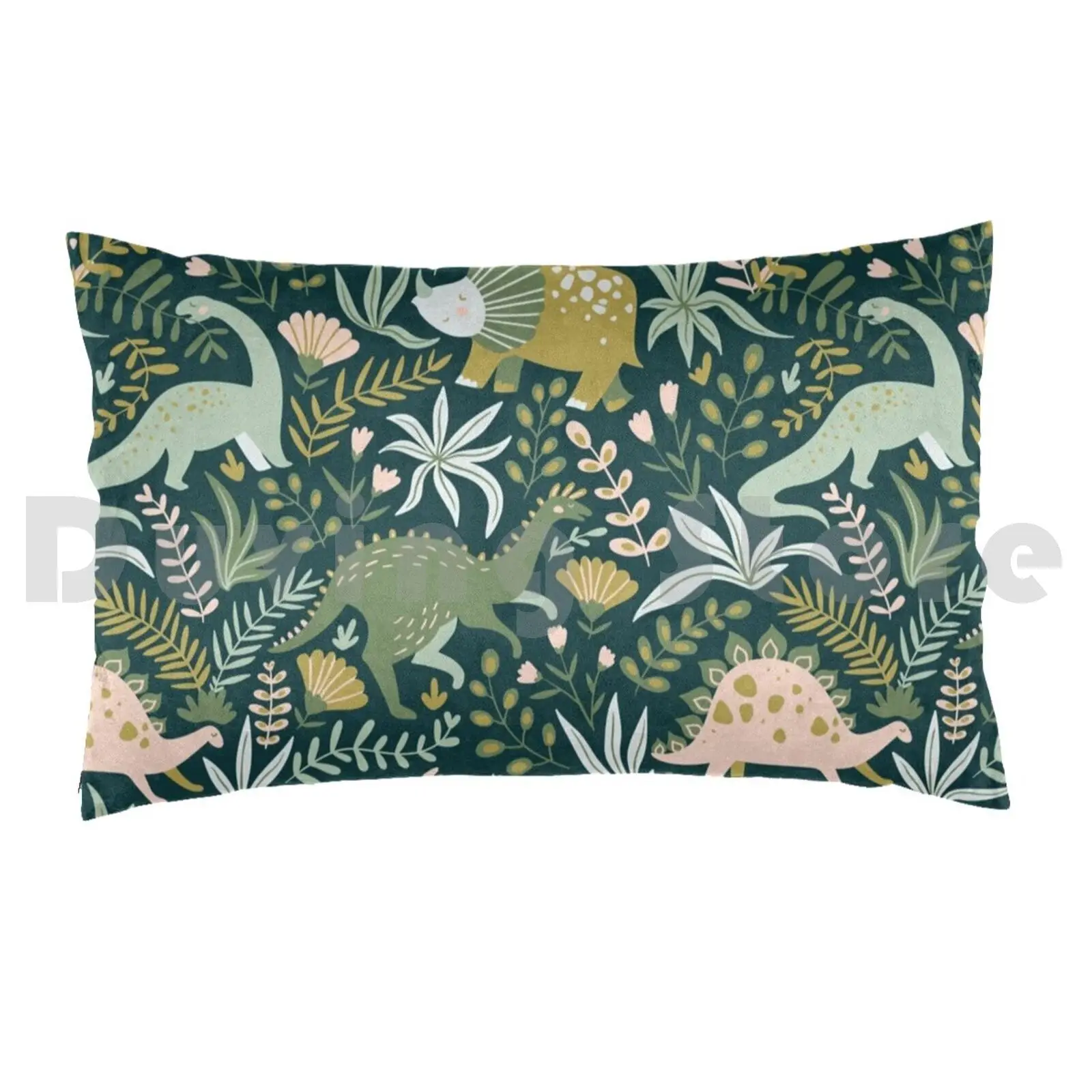 Dinosaur And Flowers Pattern Pillow Case DIY 50*70 Dino Dinosaur Animal Kids Adults Pattern