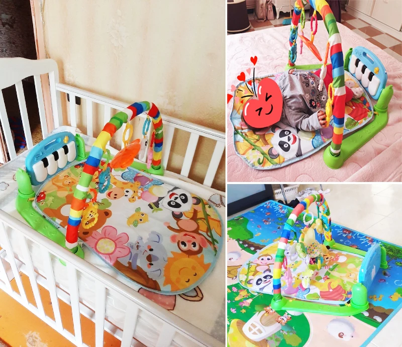 Matras mainan bayi, tikar Main anak-anak rak musik Gym aktivitas bayi, karpet Puzzle, karpet Piano, alas bermain, mainan merangkak, hadiah mainan bayi