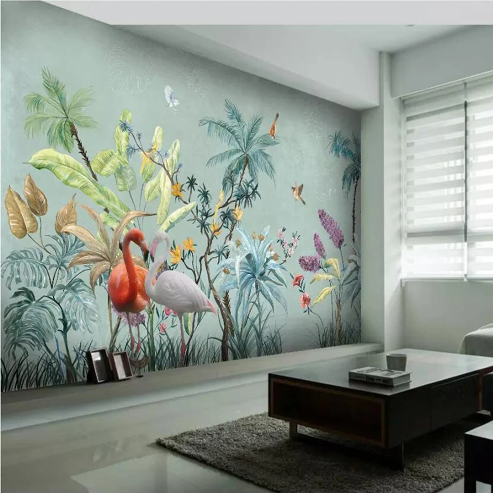 Milofi custom photo wallpaper 3D hand-painted tropical rainforest flowers and birds background wall decoration mural wallpaper