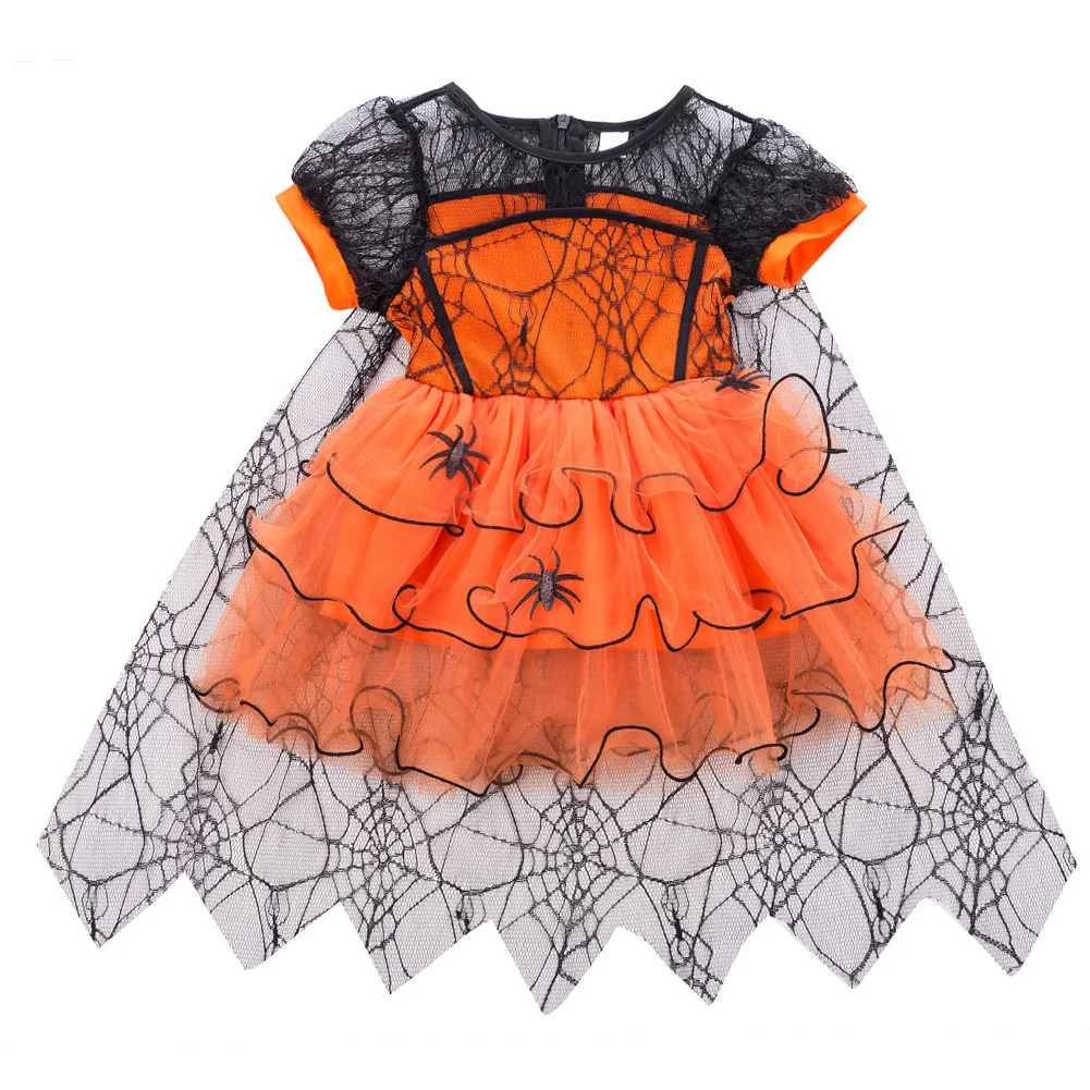 Toddler Baby Girls Halloween Costume Cute Spider Web Tulle Cloak Dress Party Princess Dresses Clothes