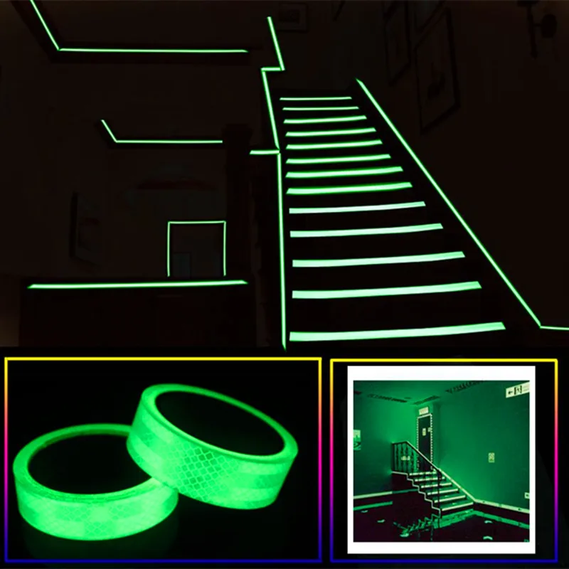 Glow In The Dark Luminous Fluorescent Night Self-adhesive Sticker Tape Safety Security Home Decoration Warning Tape Kids Room 12