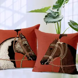 럭셔리 유럽 로얄 말 인쇄 쿠션 커버 장식 Pillowcases 고품질 두꺼운 베개 커버 Housse 드 쿠신