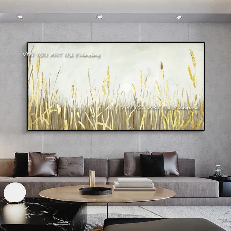 The Top Selling Gold Wheat Country View Handmade Modern New Abstract Thick Oil Painting On Canvas Knife Wall Art Decor for Home