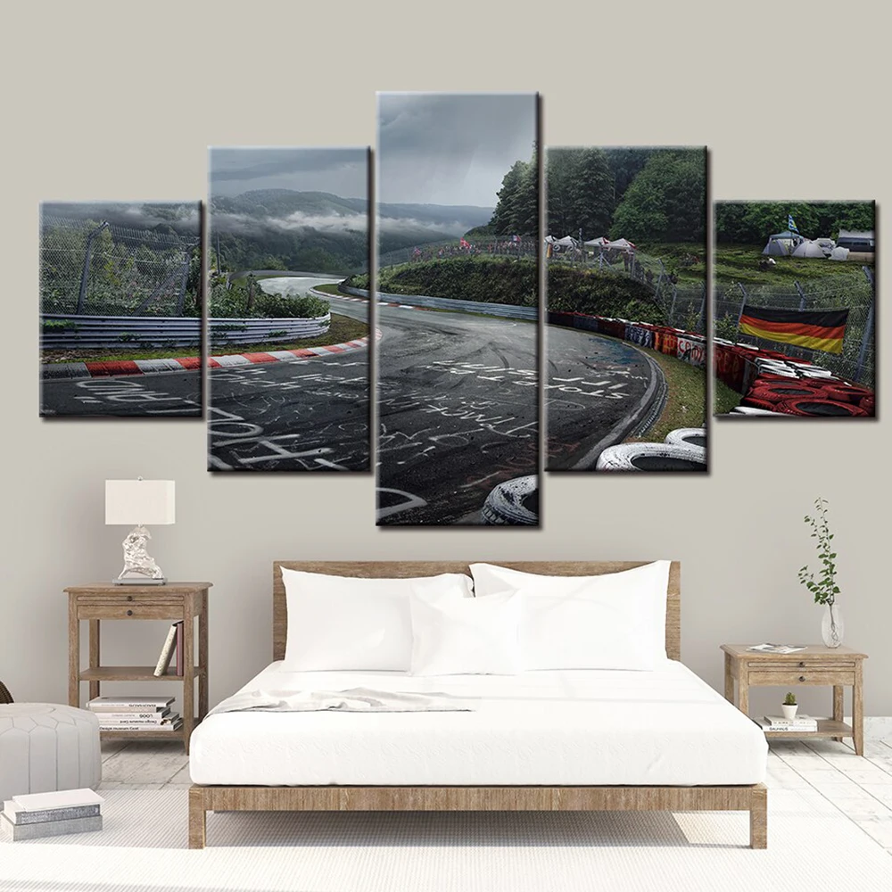 5 Pieces Wall Art Canvas Painting Track Landscape Poster Modern Living Room Bedroom Home Decoration Modular Free Shipping