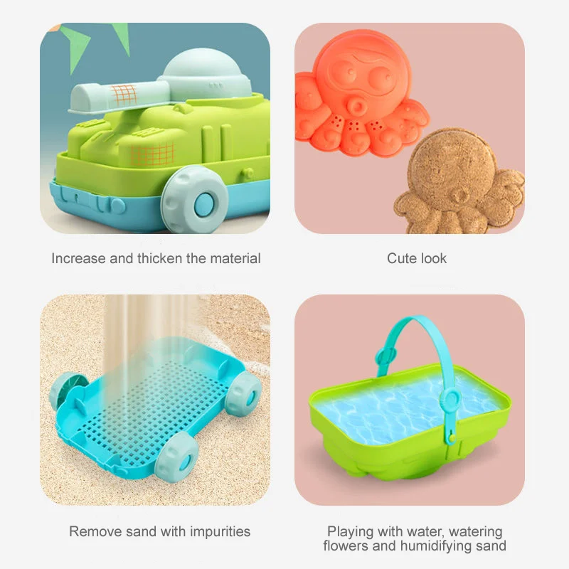 Silicone Beach Toys Baby Beach Play Set Children Sandbox Set Summer Sand Play Sand Dredging Tools Sand Water Game Beach Cart