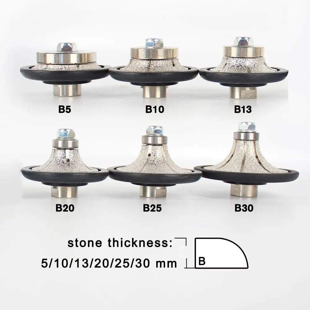 Raizi mola a profilo diamantato Demi bullnose per marmo granito 5/10/13/20/25/30mm punte per Router di profilatura brasate sottovuoto