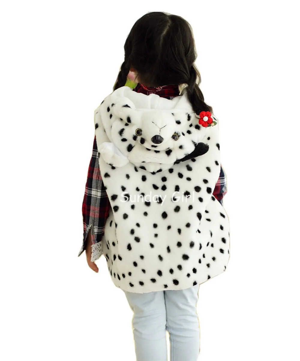 DOUBCHOW Cute Animal Vest Children's Cartoon Dalmatian Winter Sleeveless Hooded Kids Girls Boys Costume Cosplay Outwear Coat