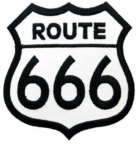 

Hot! EVIL ROUTE 666 EMBROIDERED PATCH - JOKE HIGHWAY ROAD SIGN 66 iron-on DEVIL SATAN (≈ 7-7.6 cm )