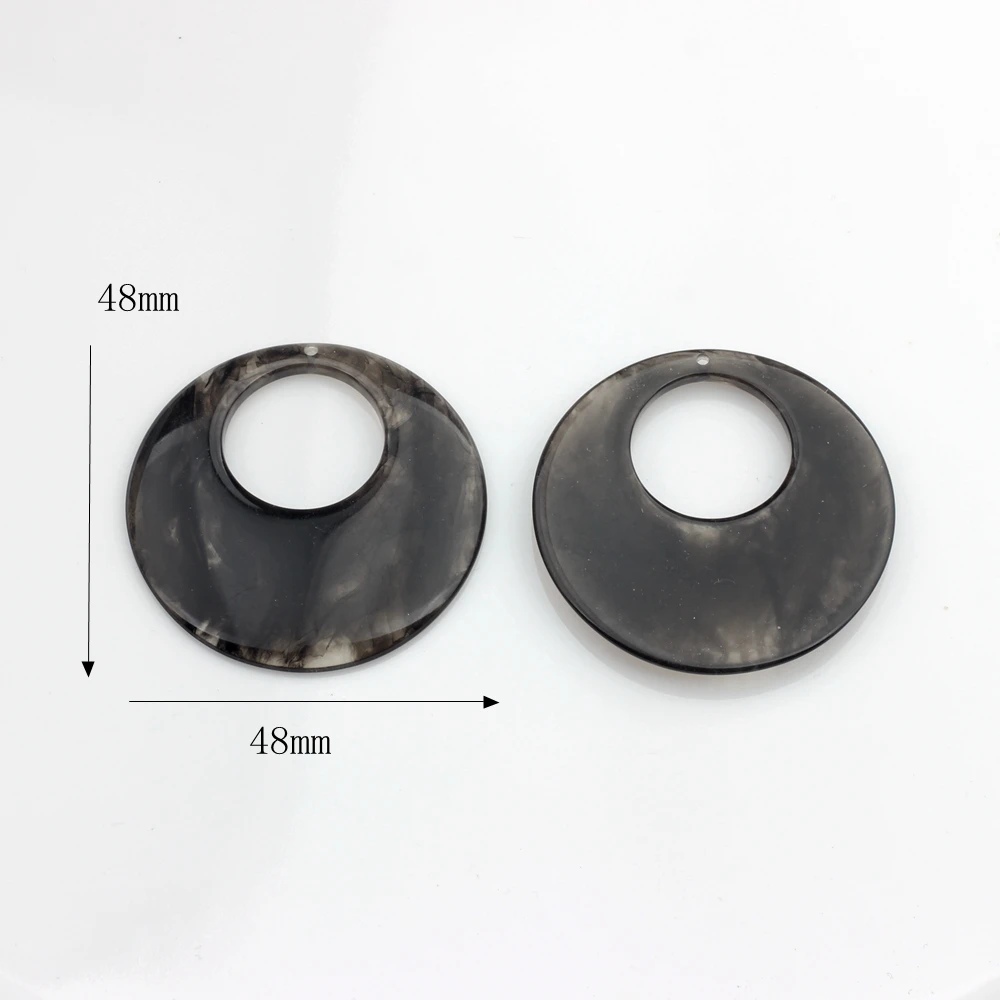 47mm Acetic Acid Resin Charms Pendant Smooth Big Round Circle For DIY Earrings Jewelry Pendant Making Finding Accessories