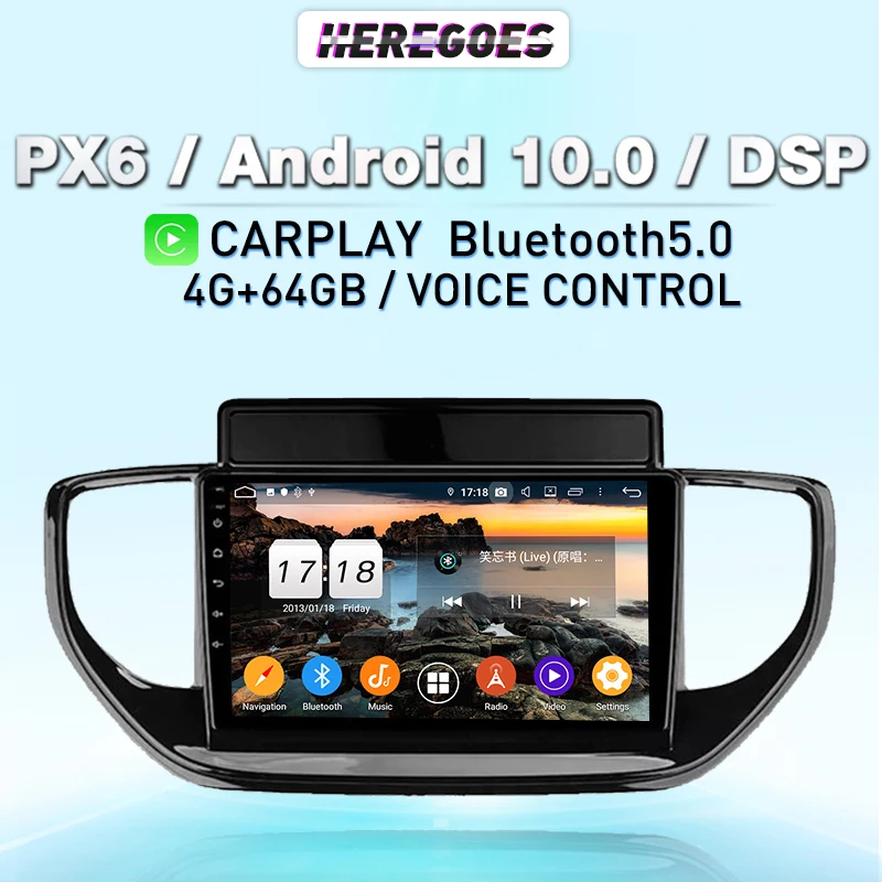 Carplay PX6 DSP Android 11 Car Multimedia Video Player 4G LTE Navigation GPS For  Hyundai Solaris Accent 2 II 2020 - 2021 Radio