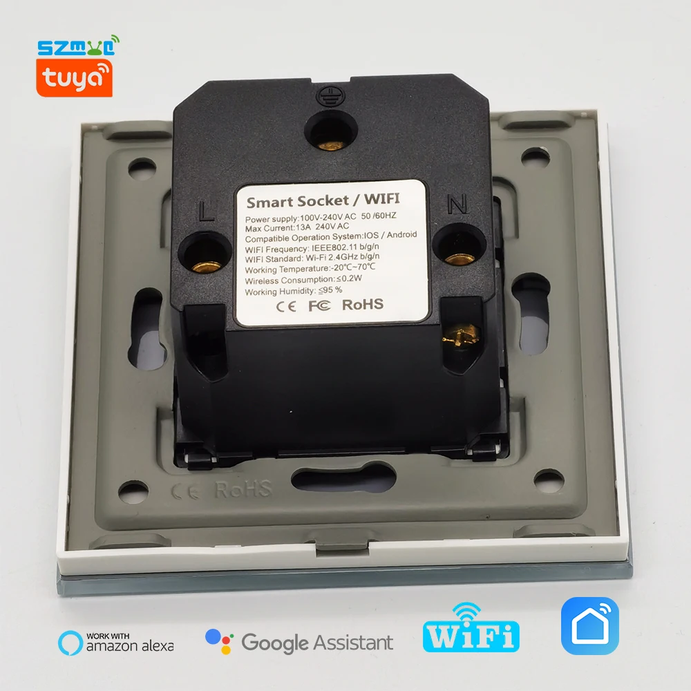 SZMYQ Tuya Smart Socket Smartlife Wifi Connected Electrical Timer Wall Outlet Work With Alexa  Google Assistant Power Sockets