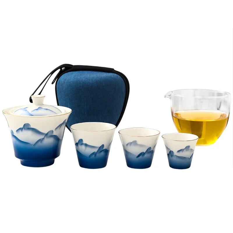 Portable Quick Cup One Pot Fills Three Cups Simple Gongfu Teapot Tea Cup Outdoor Bag Travel Tea Set