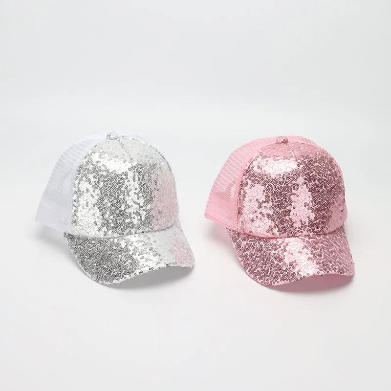 Deepom Mesh Cap For Children Girls Boys Baseball Cap Parent Child Outdoor Sport Caps Shiny Dance Show Fashion Adjustable