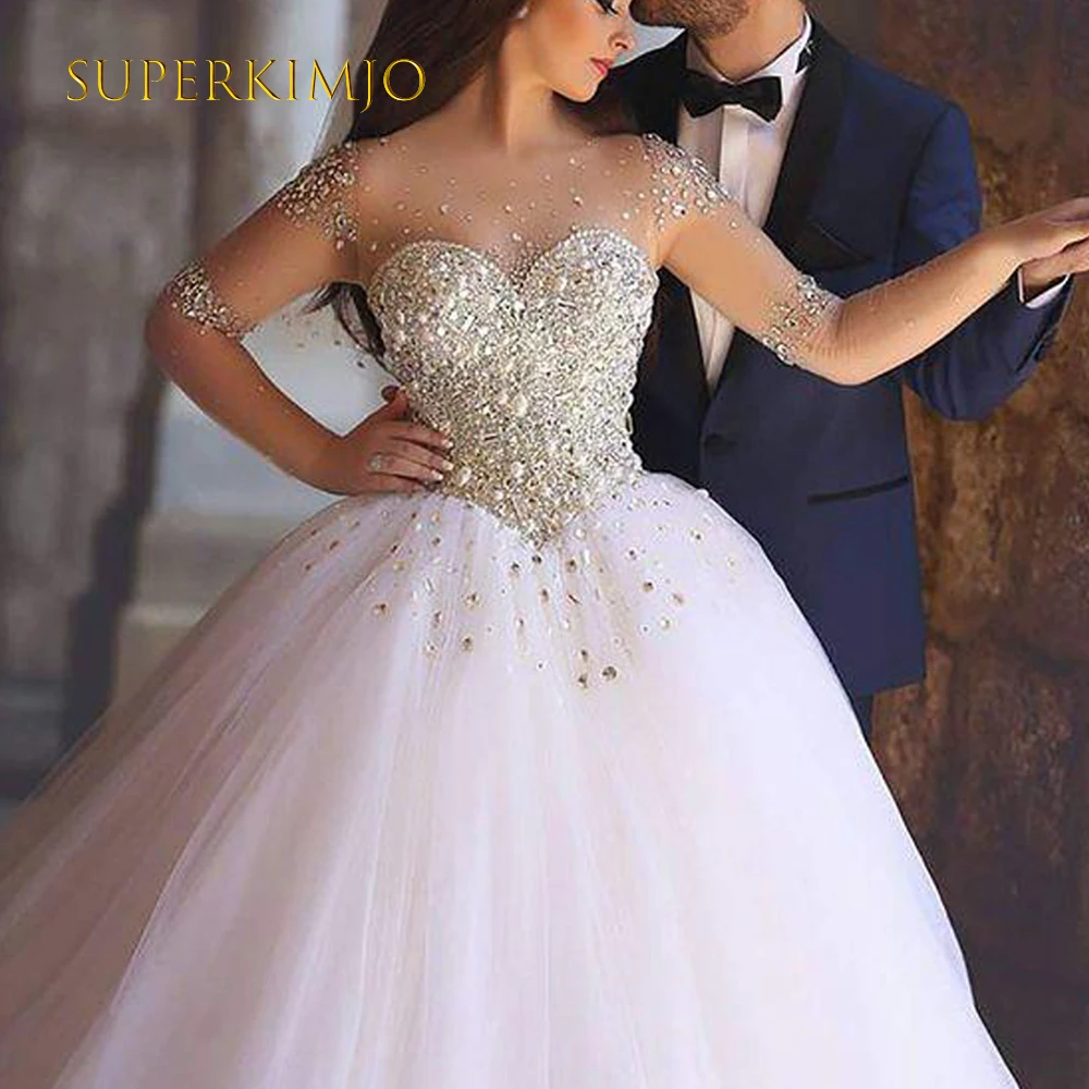 SuperKimJo-Vestido De Novia De talla grande, traje De boda blanco De lujo con cuentas, bohemio, 2022, 2023