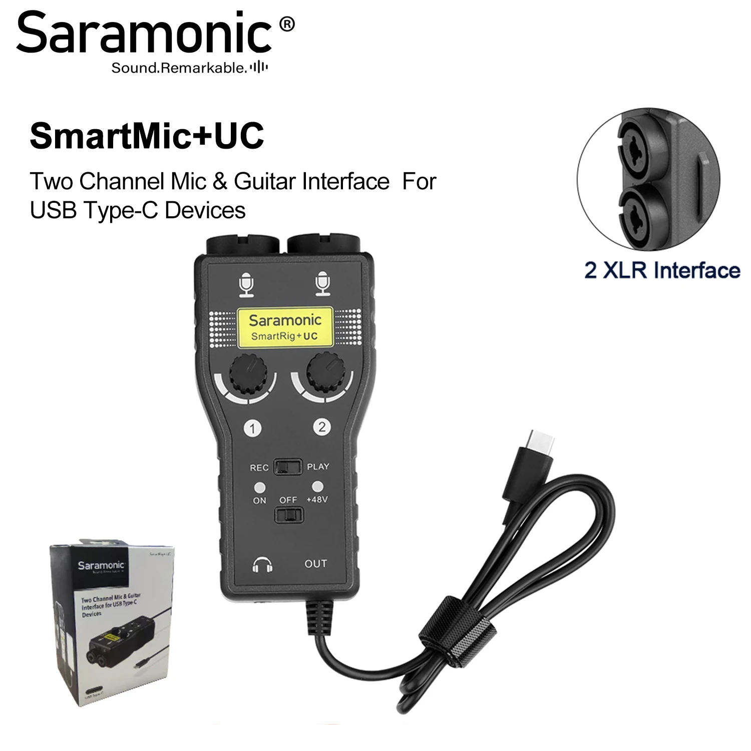 Saramonic SmartRig+ UC 2-Track XLR & 3.5mm Microphone Mixer + Guitar Audio Interface for USB Type-C Devices