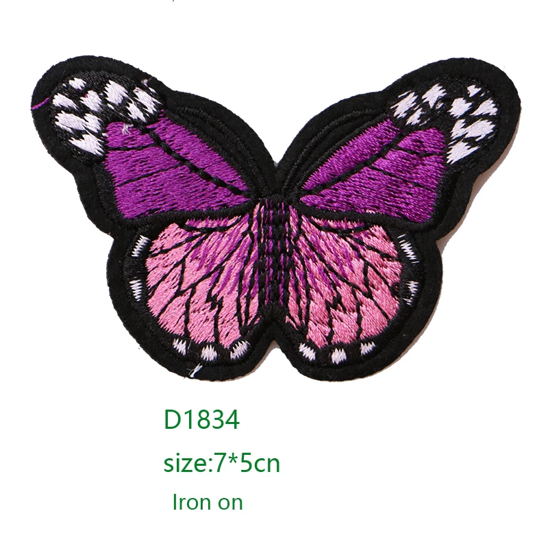 Colorful butterfly icon Embroidered Iron on Patches for Clothing DIY Stripes Clothes Patchwork Stickers  Custom Badges