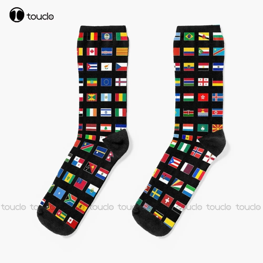 Chaussettes de travail les drapeaux du monde pour hommes, personnalisées, unisexes, pour adultes et adolescents, 360 °, impression numérique, amusantes