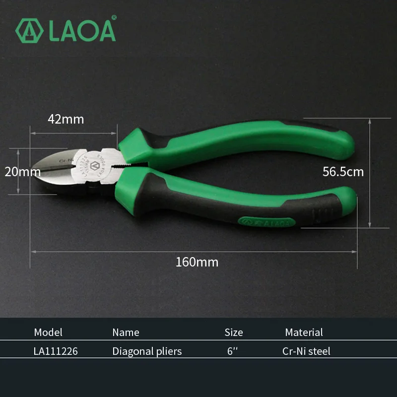 LAOA Cr-Ni Wire Cutter Cable Cutting Pliers Chrome-Nickel Cutter Diagonal Pliers Electrician Tools