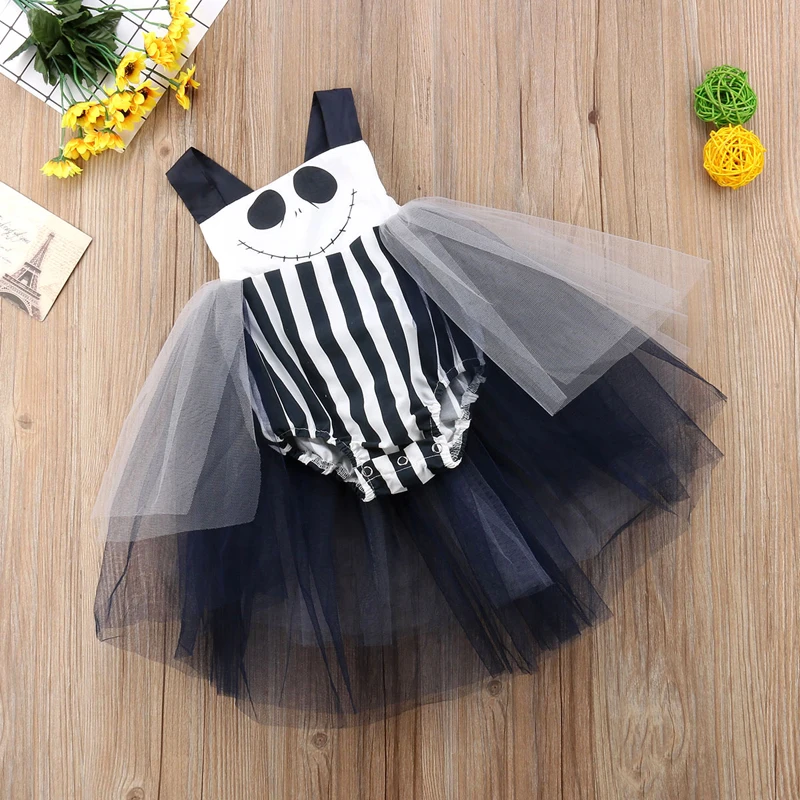 2018-08-01 Infant Toddler Baby Girls Halloween Dress Tulle Romper Jumpsuit Sunsuit Outfits Clothes