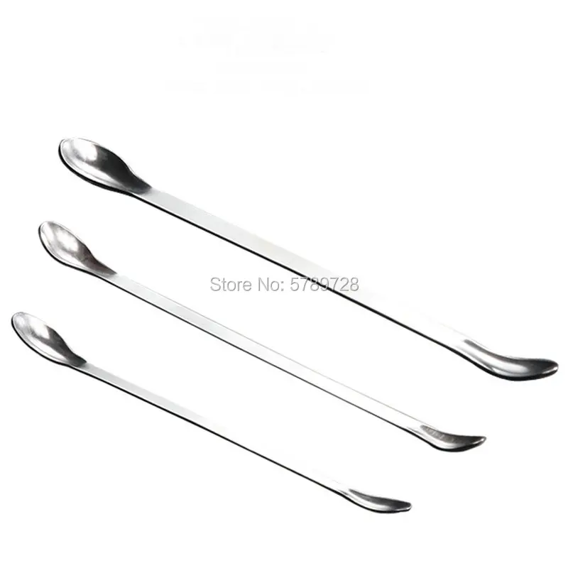 1set Double-end Stainless steel medicine spoon,Lab Sampling scoop 16/18/20/22cm